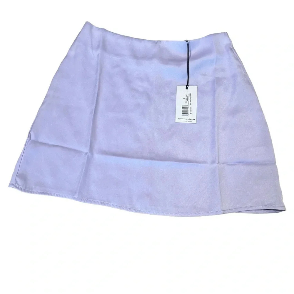 💜 WeWoreWhat Heather Purple Satin Mini Skirt 💫‎ NWT Size S Slip Style 💕